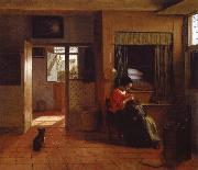 REMBRANDT Harmenszoon van Rijn Interior with a Mother Delousing her Child-s Hair Known as A mother-s Duty Sweden oil painting reproduction
